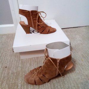 Ladies Suede Open Toe Laceup Sandals